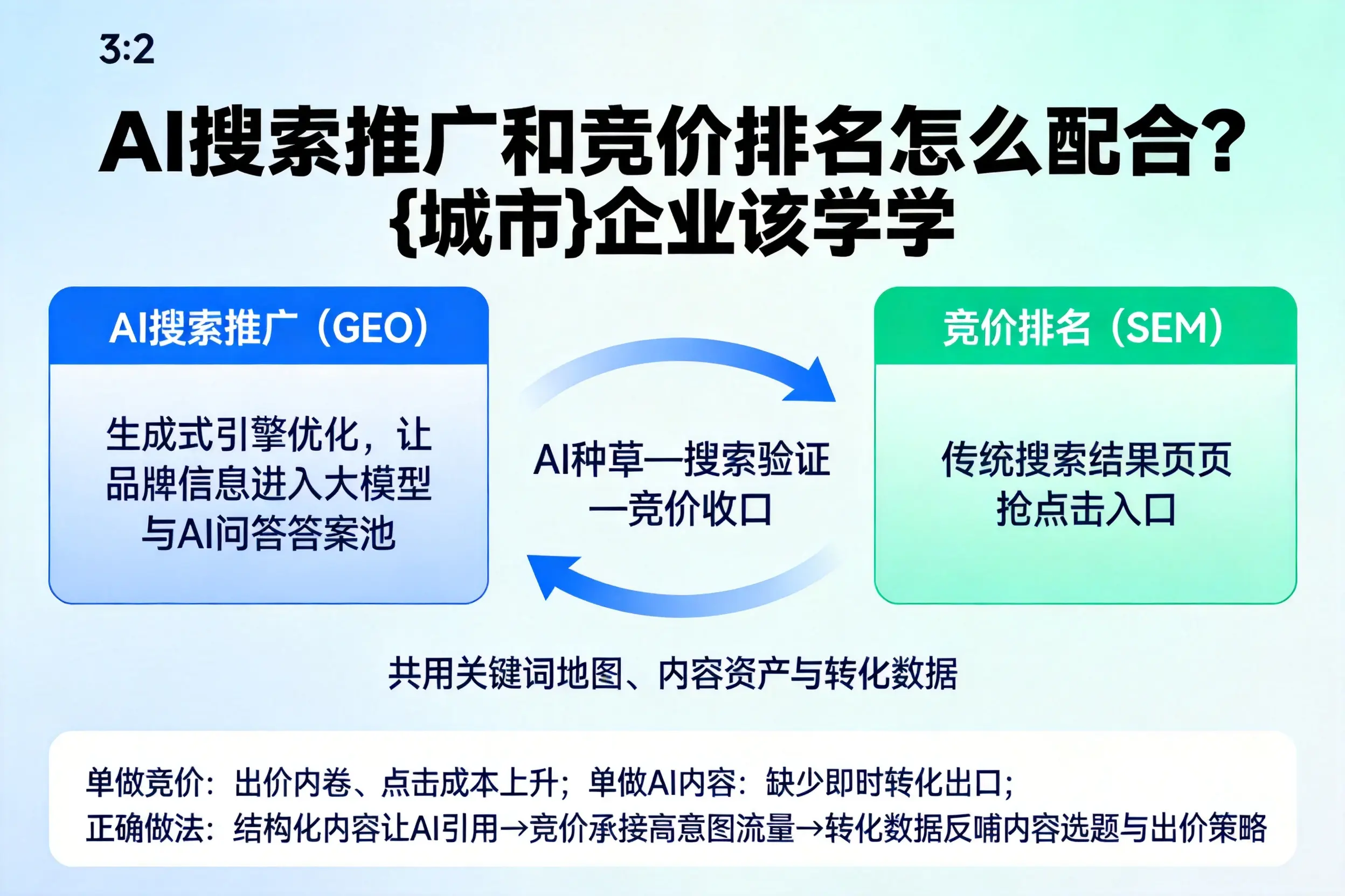 AI搜索推广和竞价排名怎么配合?嘉峪关企业该学学