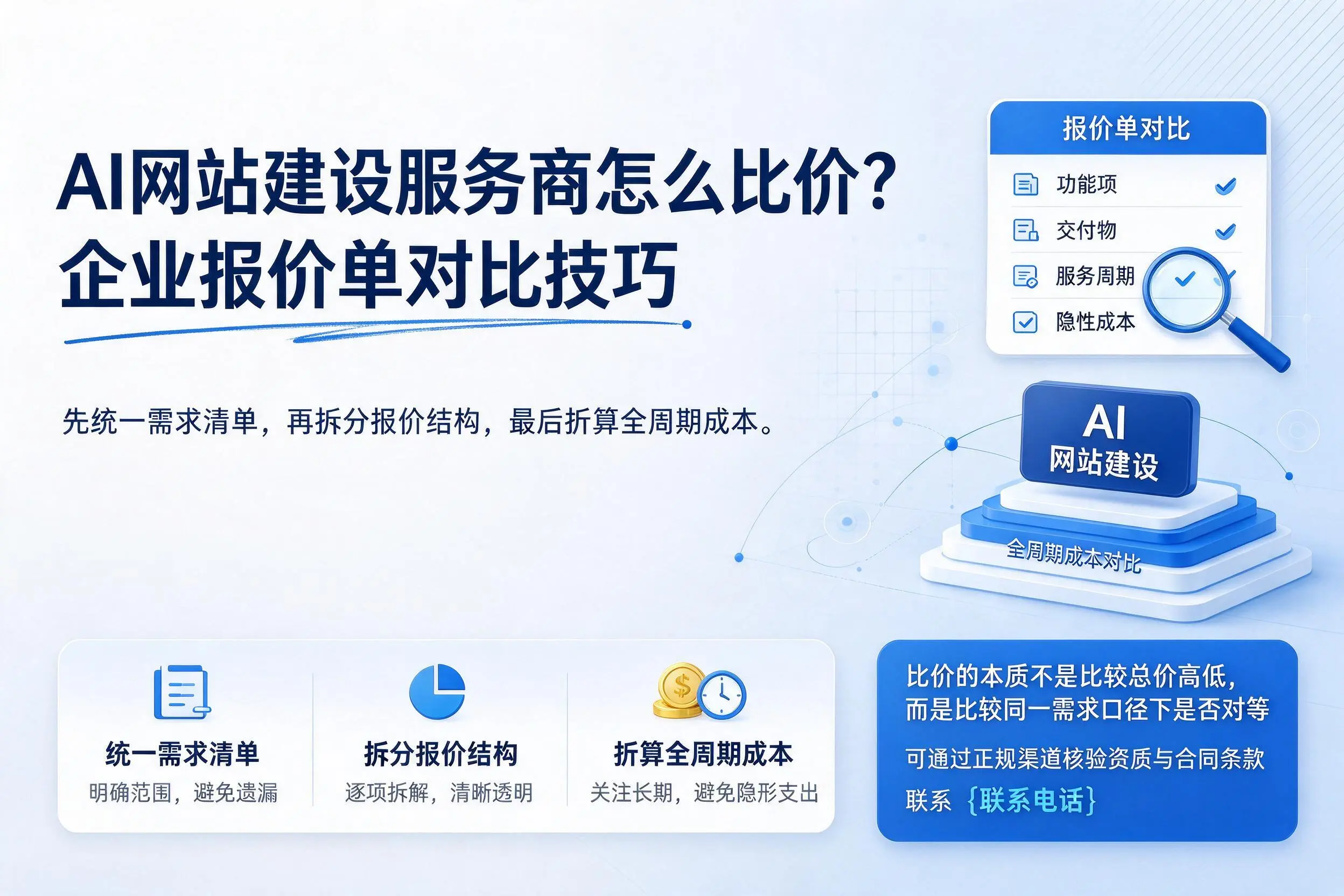 AI网站建设服务商怎么比价？嘉峪关企业报价单对比技巧