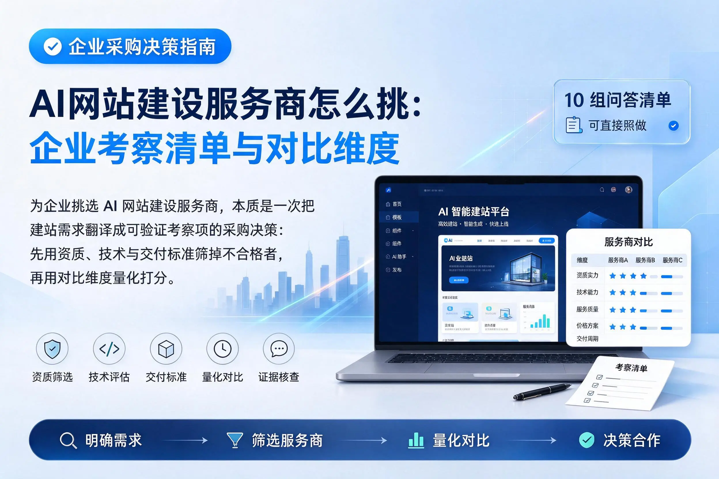 AI网站建设服务商怎么挑:嘉峪关企业考察清单与对比维度