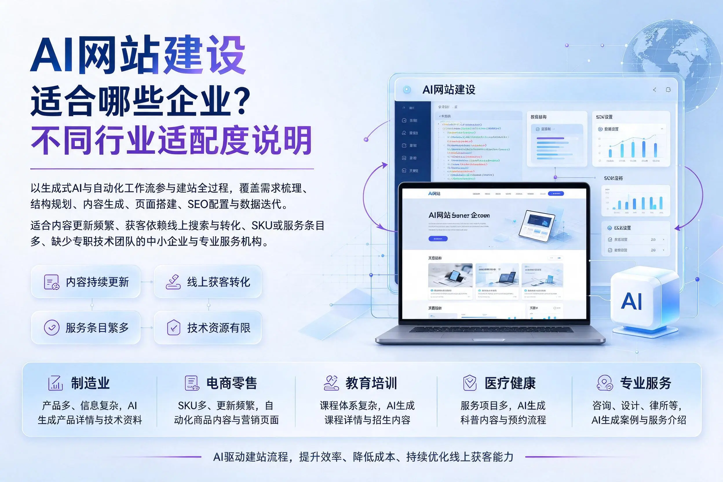 AI网站建设适合哪些企业?嘉峪关不同行业适配度说明